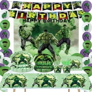 Hulk Theme Party Decorations Tableware Set , 125PCS Avenger Birthday Plates and Cups Napkins Tablecloth Frozen Birthday Decorations Tableware