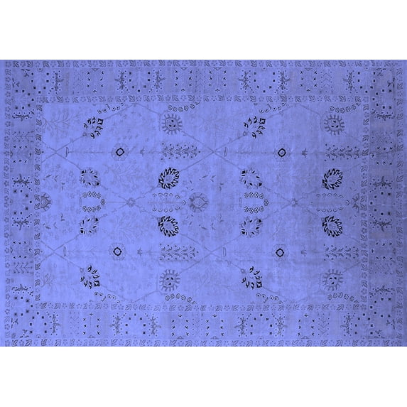 Ahgly Company Machine Washable Indoor Rectangle Oriental Blue Traditional Area Rugs, 2' x 4'