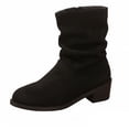 thumbnail image 3 of WAVSUF Mid Calf Boots for Women's Round Toe Wide Width Side Zip Winter Daily Slouch Boots Black Size 5.5, 3 of 7