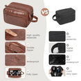 thumbnail image 3 of Toiletry Bag for Men, PU Leather Travel Toiletry Organizer with Handle, Water Resistant Travel Essentials for Women, Travel Storage Bags with Divider for Cosmetics Toiletries Brushes Tools, Brown, 3 of 7
