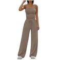thumbnail image 2 of VBVC Women's 2 Piece Y2K Drawstring Sweatsuit Sets,Spaghetti Strap Top and Wide Leg Pants For Women,Ladies Going Out Lounge Outfits with Pockets,Khaki,S-2XL, 2 of 7