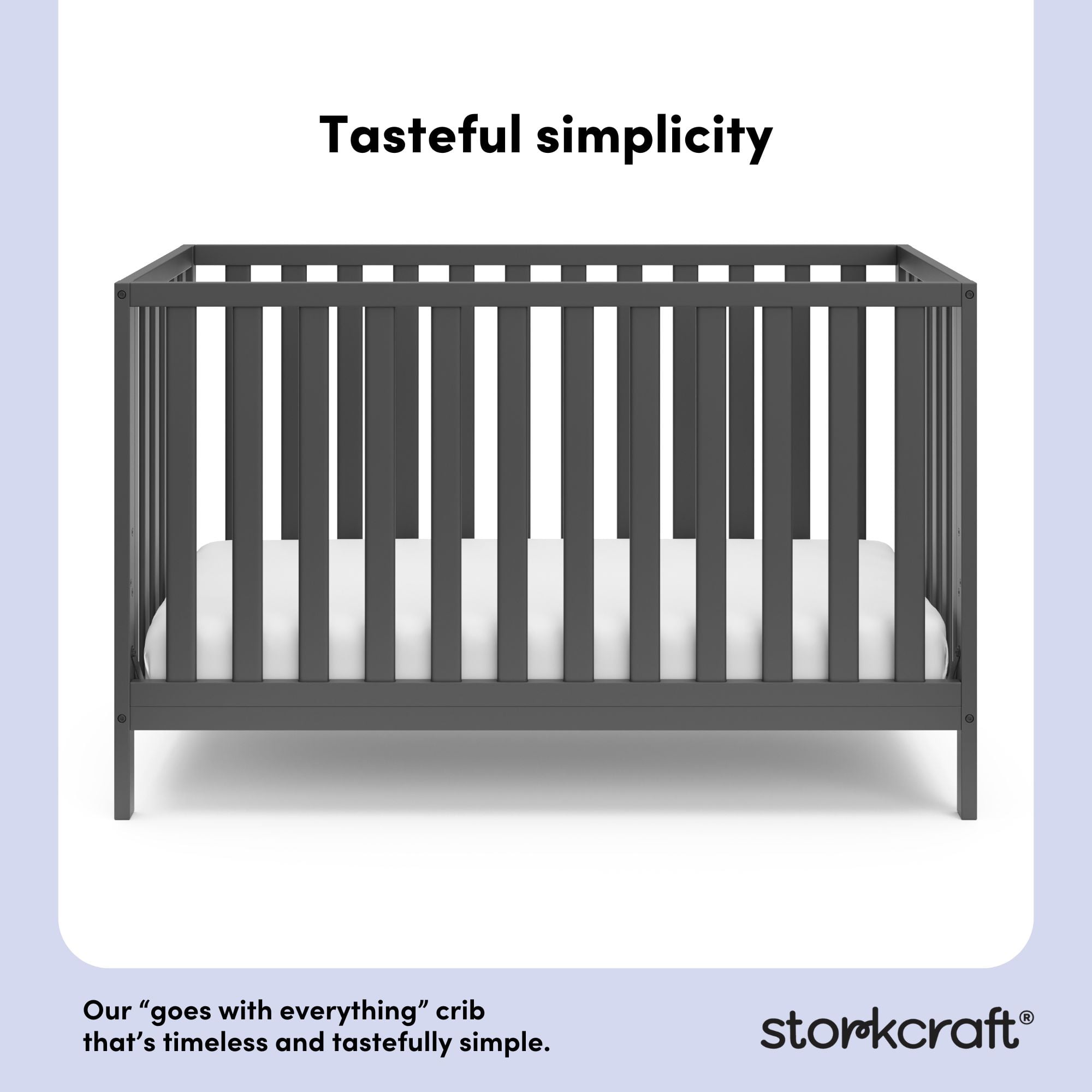 Storkcraft Sunset 4-in-1 Convertible Baby Crib, Gray