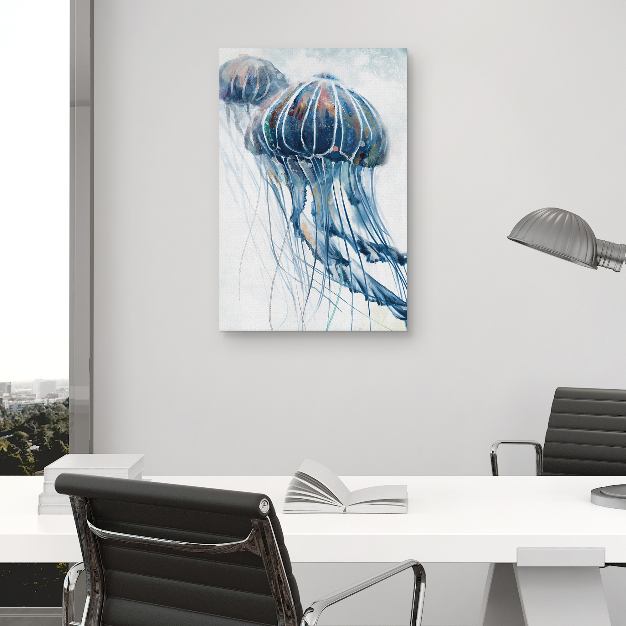 Indigo Jellies by Studio Arts Canvas Art Print, 1.5" x 18"