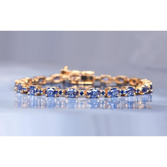 Blue Tanzanite& sapphire Tennis Bracelet,Silver gold Promise Gifts For her,summer,jewelery