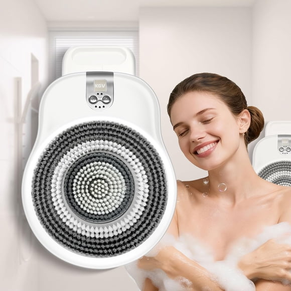 Cepillo eléctrico para ducha KGV con soporte de pared para frotar la espalda
