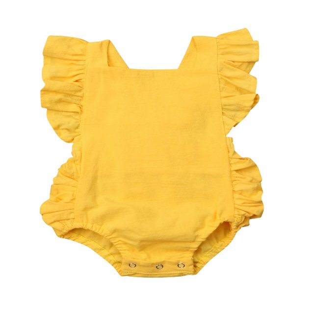 Baby Girl Ruffle Solid Romper Outfit Clothes