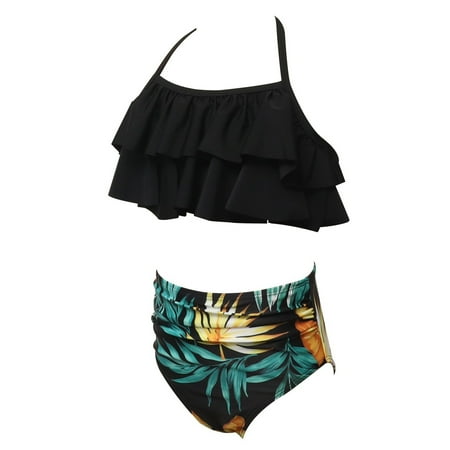 

Cathalem Girl Practice Swimsuit Set Bathing Wear Ruffles Baby Toddler 2-12Y Two Swimwear Kids Little Pieces Swimsuit Suit with Swimwear Black 2-3 Years