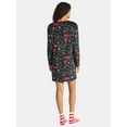 thumbnail image 3 of Stranger Things Women's and Women's Plus Christmas Print Henley Sleepshirt and Plush Socks Set, 2-Piece, Sizes XS-3X, 3 of 6
