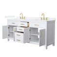 thumbnail image 2 of Beckett 72" White Double Vanity & White Quartz Top (3-Hole) & Gold Trim, 2 of 5