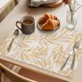 thumbnail image 3 of Tan Willow Leaves Placemats Set of 4 Modern Dotted Boho Minimalist Art Place Mats Indoor Wipeable Table Mats Washable Cloth Dining Table Placemats for Kitchen Holiday Party Home Decor 13x19 Inch, 3 of 9