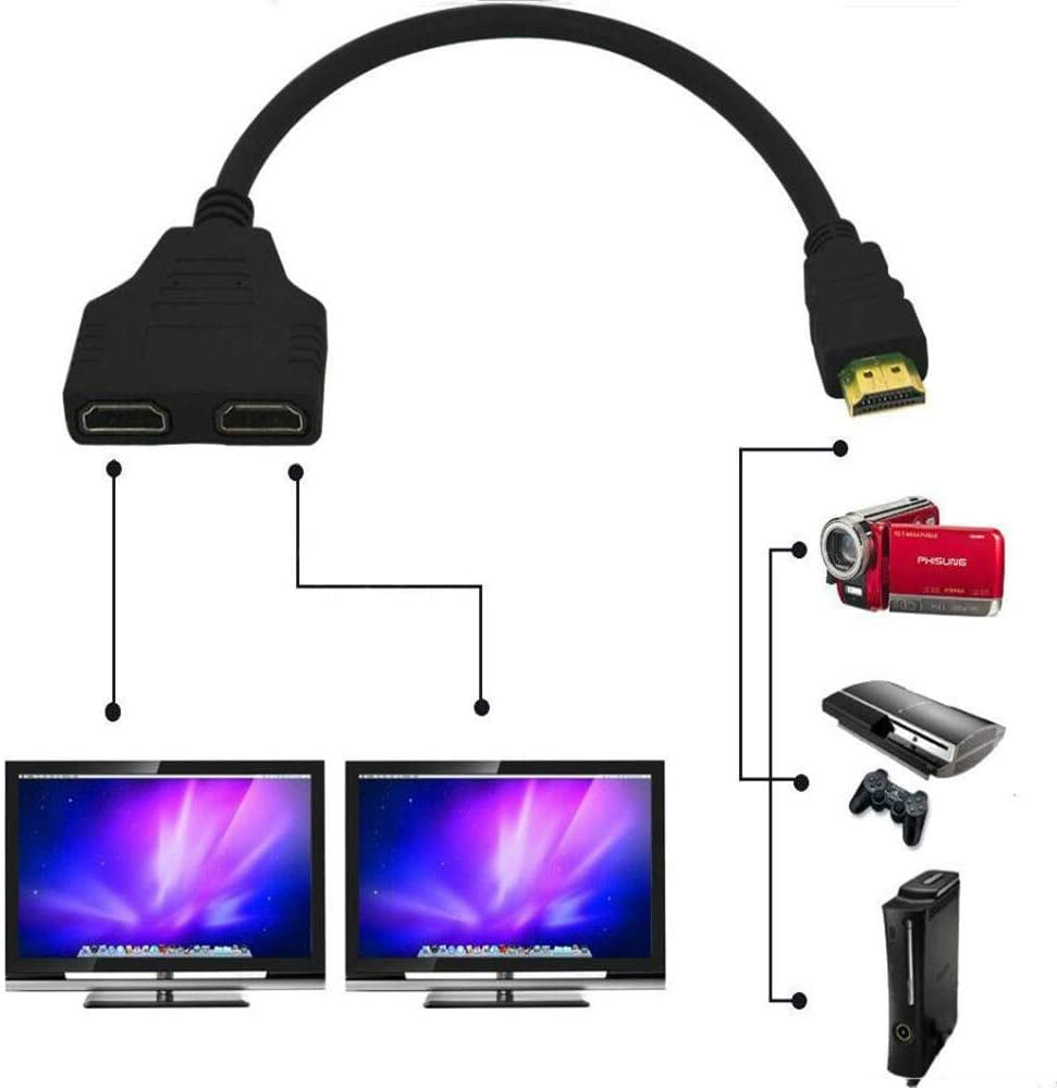 kan opfattes klimaks klint HDMI Male to Dual HDMI Female 1 to 2 Way HDMI Splitter Adapter Cable for  HDTV, Support Two TVs at The Same Time, Signal One in, Two Out(Black) -  Walmart.com