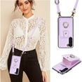 thumbnail image 3 of Wallet Phone Case for Samsung Galaxy S23 Plus, Crossbody Shoulder Strap Multiple Cards Holder RFID Blocking Shockproof Bumper Ring Holder Kickstand Feature Protective Case for Women Girls, Purple, 3 of 10
