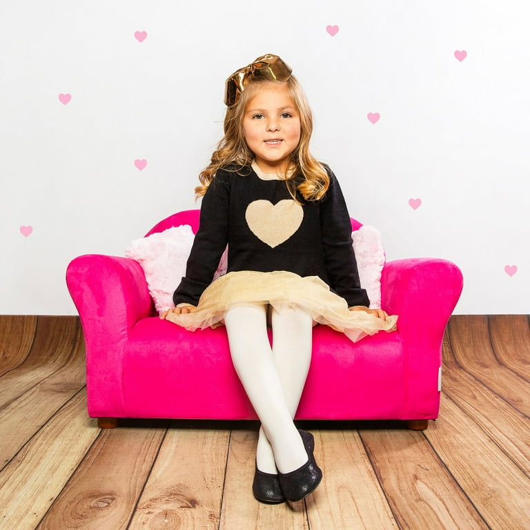 Keet Plush Childrens Sofa with Accent Pillows Hot Pink Walmart