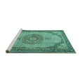 thumbnail image 2 of Ahgly Company Machine Washable Indoor Rectangle Medallion Turquoise Blue Traditional Area Rugs, 7' x 10', 2 of 4