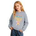 thumbnail image 4 of Ulitacool Girls Sweatshirt Round Neck Letter Prints Hanukkah Menorah Hooded Sweatshirt Pullover Kids Hoodie Shirt Long Sleeve Blouse Elegant Clothes Grey 5-6 Years, 4 of 4