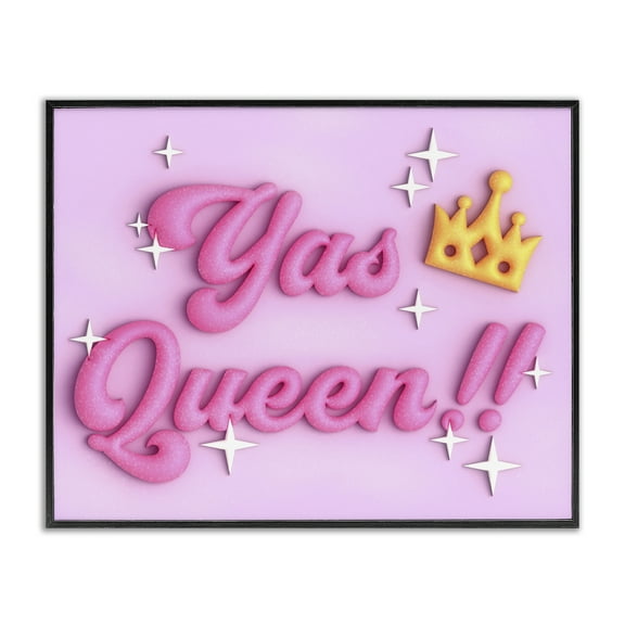 Stupell Industries Retro Yas Queen Entertainment Painting Black Framed Art Print Wall Art, 14 x 11