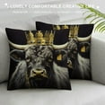 thumbnail image 3 of BCIIG   Highland Cow Pillow Cover for Sofa Couch Chair Southwest Farmhouse Animal Throw Pillow Cover Golden Crown Outdoor Pillow Cover Luxury Black Cushion Cover   22x22in, 3 of 5