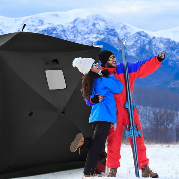 Costway 2-Person Portable Pop Up Ice Shelter Fishing Tent Outdoor Fish Equipment Black
