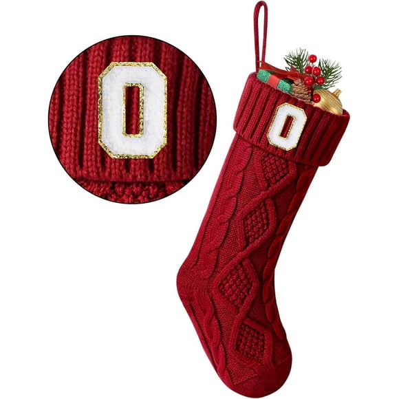 Christmas Stockings with Initials Letter 18" Stockings for Christmas Decoration - RedO