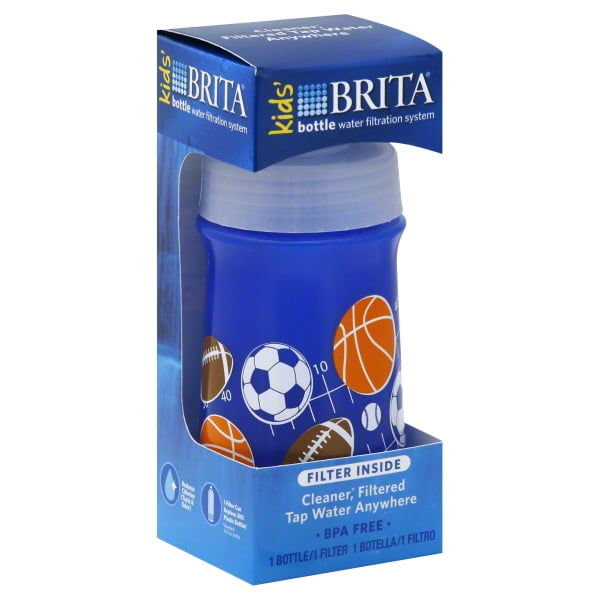 Brita Soft Squeeze Water Filter Bottle For Kids, Navy Blue Sports, 13 ounce