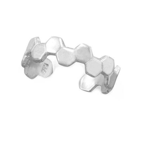 Toe Ring Solid Honeycomb Design Sterling Silver