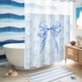 thumbnail image 5 of No Hook Shower Curtain, Cute Bow Shower Curtains for Bathroom with See Through Top Window, Blue Bowknot Minimalist Solid Color Waterproof & Washable Bath Curtain Stall 48"x72", 5 of 9