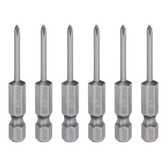 6pcs #00 Phillips Screwdriver Bit PH00 1/4" Hex Shank 2" (50mm) Long Magnetic S2 Steel Industrial Grade Screw Driver Bit Cross Head Electric Drill Bits 0.1" (2.5mm) Rod