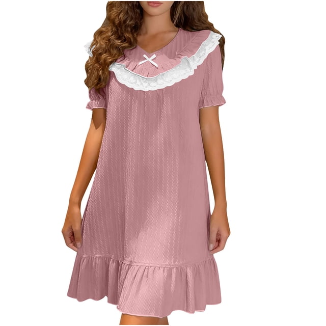 Robe à Manches Courtes Robe Décontractée pour Femme à Manches Courtes avec Coussinet de Poitrine et Encolure Ronde