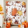 thumbnail image 4 of Shower Curtain 36"W x 72"L Fall Autumn Leaves Flowers Pumpkins Fabric Shower Curtains Set with Hooks Water Repellent Bathroom Curtains Machine Washable Bathroom Accessories, 4 of 6