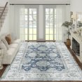 thumbnail image 1 of RUGKING Vintage Foldable Rug 9'x12' Traditional Floral Rug Dark Blue Rug Indoor Non-Slip Rug for Kitchen Bathroom Etryway Bedroom Living Room, 1 of 7