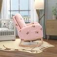 thumbnail image 3 of Rocking Chair for Nursery, Modern Upholstered Rocker Chair with High Back and Side Storage Pocket, Comfy Leisure Accent Armchair for Bedroom, Living Room and Balcony, Pink, 3 of 7