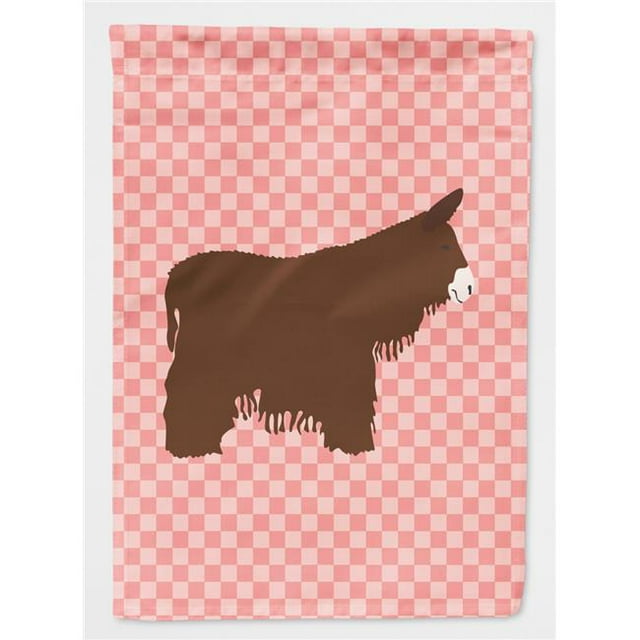 Carolines Treasures BB7852CHF Poitou Poiteuin Âne Rose Check Toile Maison Drapeau