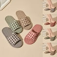 thumbnail image 2 of Fengactive Ultralight Soft Open Toe Quilted Plaid Indoor House Slippers Absorb Sweat Cloth Bottom, 2 of 5