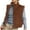 Brown, variant on Wancir Womens Vests Outerwear Button-Down Lapel Collar Elastic Hem Lightweight Spring Waistcoat Sleeveless Jacket Cargo Vest