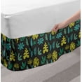 thumbnail image 2 of Botanical Bed Skirt, Rhythmic Print of Exotic Monstera Palm Leaves on Dark Background, Elastic Bedskirt Dust Ruffle Wrap Around for Bedding Decor, 4 Sizes, Dark Taupe Multicolor, by Ambesonne, 2 of 2