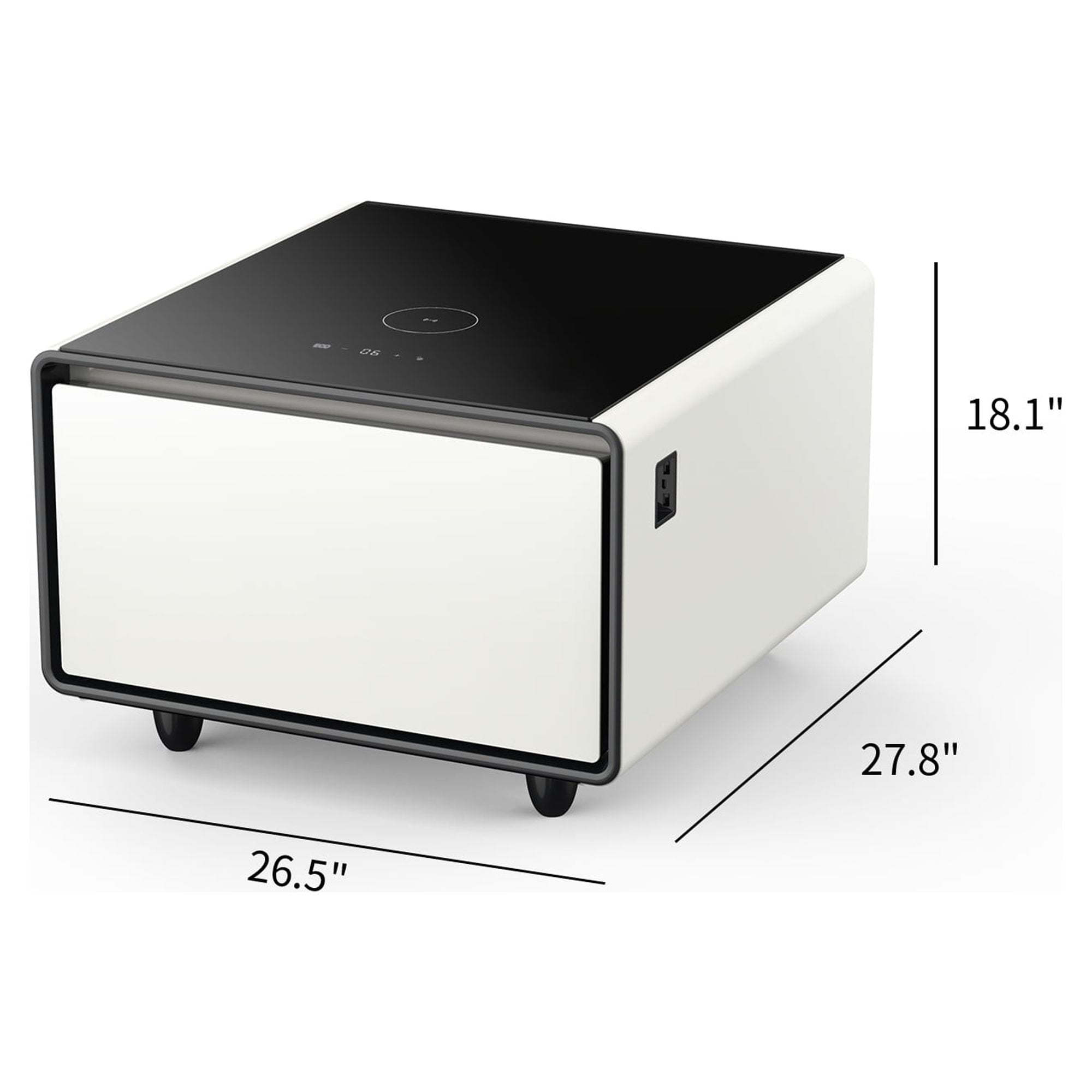 LIVTAB Smart Nightstand, Table d'Appoint avec Frigo Intégré, 27.8 D x 26.5  W x 18.1 H, Mini Table Basse, Table Basse, Modern End Table 15W Sans Fil