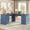 Blue, variant on 67'' Farmhouse L Shape Desk with File Drawers and Charging Station for Home Office, White