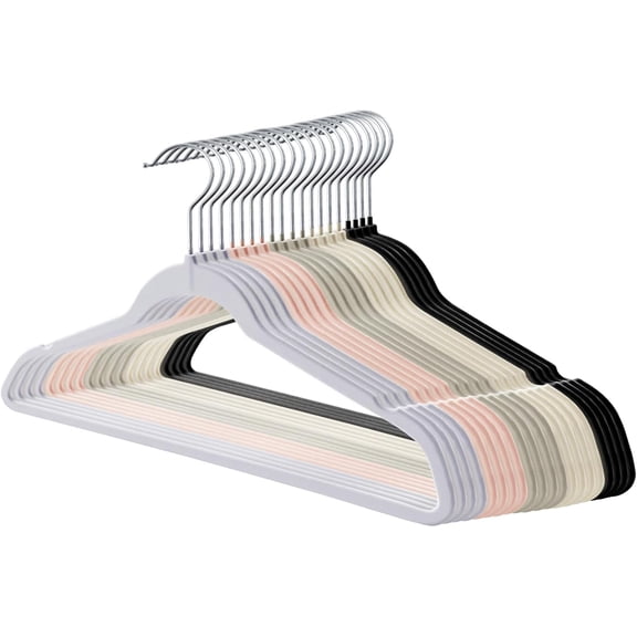 Premium Velvet Hangers 50 Pack, Non-Slip Flocked Felt Hangers, Sturdy Clothes Hangers with 360° Rotatable Hook, Heavy Duty Coat Hanger, Durable Slim Hanger for Closet Space Saving.