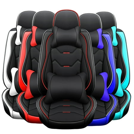 OTOEZ Car Seat Covers Leather Front Back 5 Seats Full Set Auto Cushion Protector Universal Fit