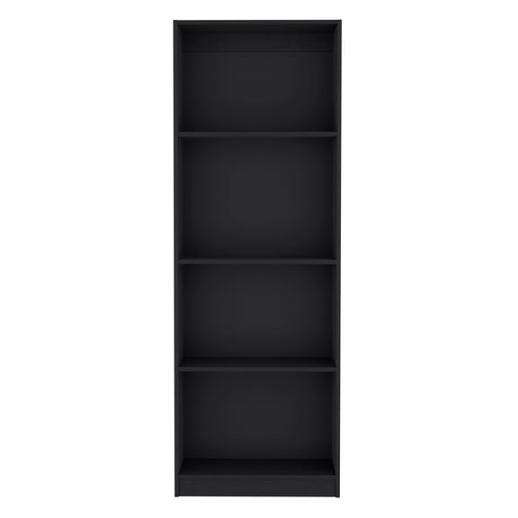 Knubmt 4 Shelves Open Bookcase Display Wood Book Storage Rack for Home, Office, Kitchen, Black