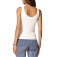 thumbnail image 3 of Chaleco sin mangas para mujer, ligero, con escote redondo, de punto acanalado, camisetas básicas casuales de verano 2025 S blanco, 3 of 5