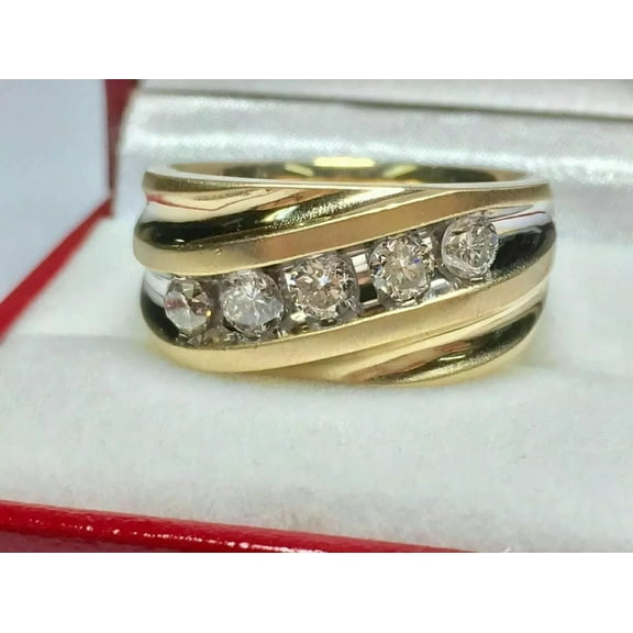 4CT Round Cut Lab Created Diamond Men's Wedding Band Ring 14K Yellow Gold Plated