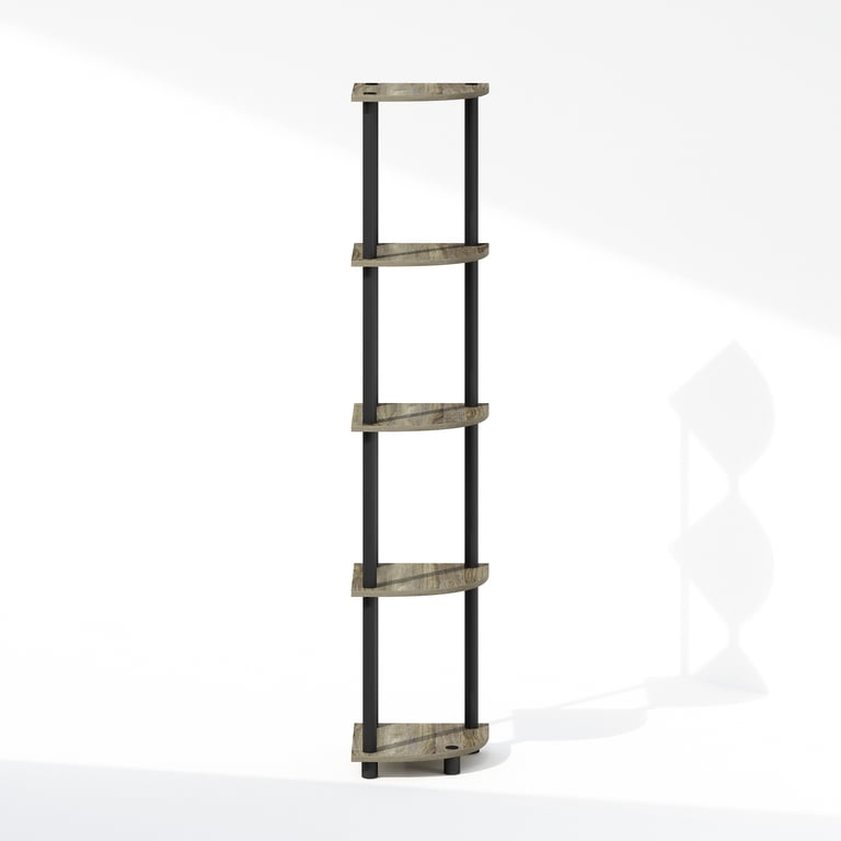 Furinno Turn N Tube 5-Tier Corner Bookcase, French Oak photo 4