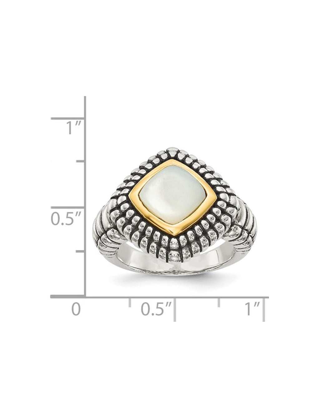 Details about   White Mother of Pearl Ring in Silver with Gold 