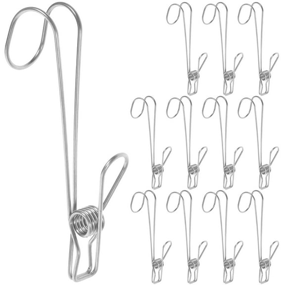 12Pcs Metal Hook Clips for Office School Hom Photos Display Food Bag Stainless Steel Clothpins