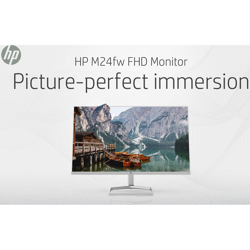 HP 24-Inch FHD Monitor with AMD FreeSync Technology (2021 Model, M24fw),  Silver, 15.62