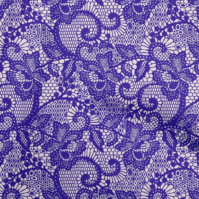 oneOone Rayon Dark Purple Fabric Lace Floral Sewing Craft Projects Fabric Prints By Yard 56 Inch Wide