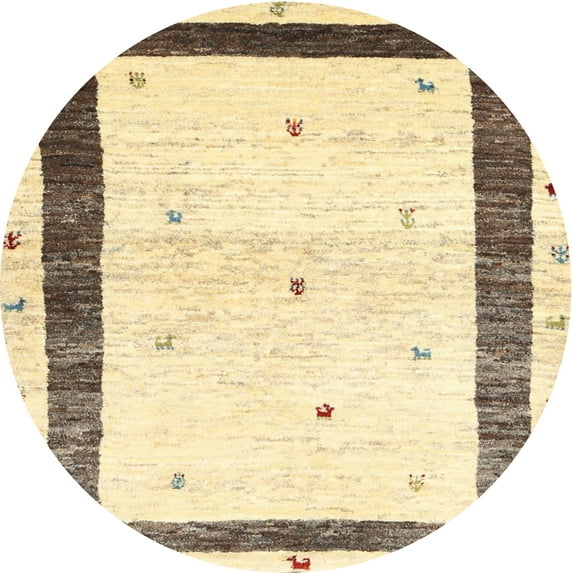 Ahgly Company Machine Washable Indoor Round Contemporary Sun Yellow Area Rugs, 6' Round