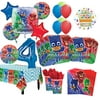 PJ Masks 4th Birthday Party Supplies 8 Guest Kit and Balloon Bouquet Decorations