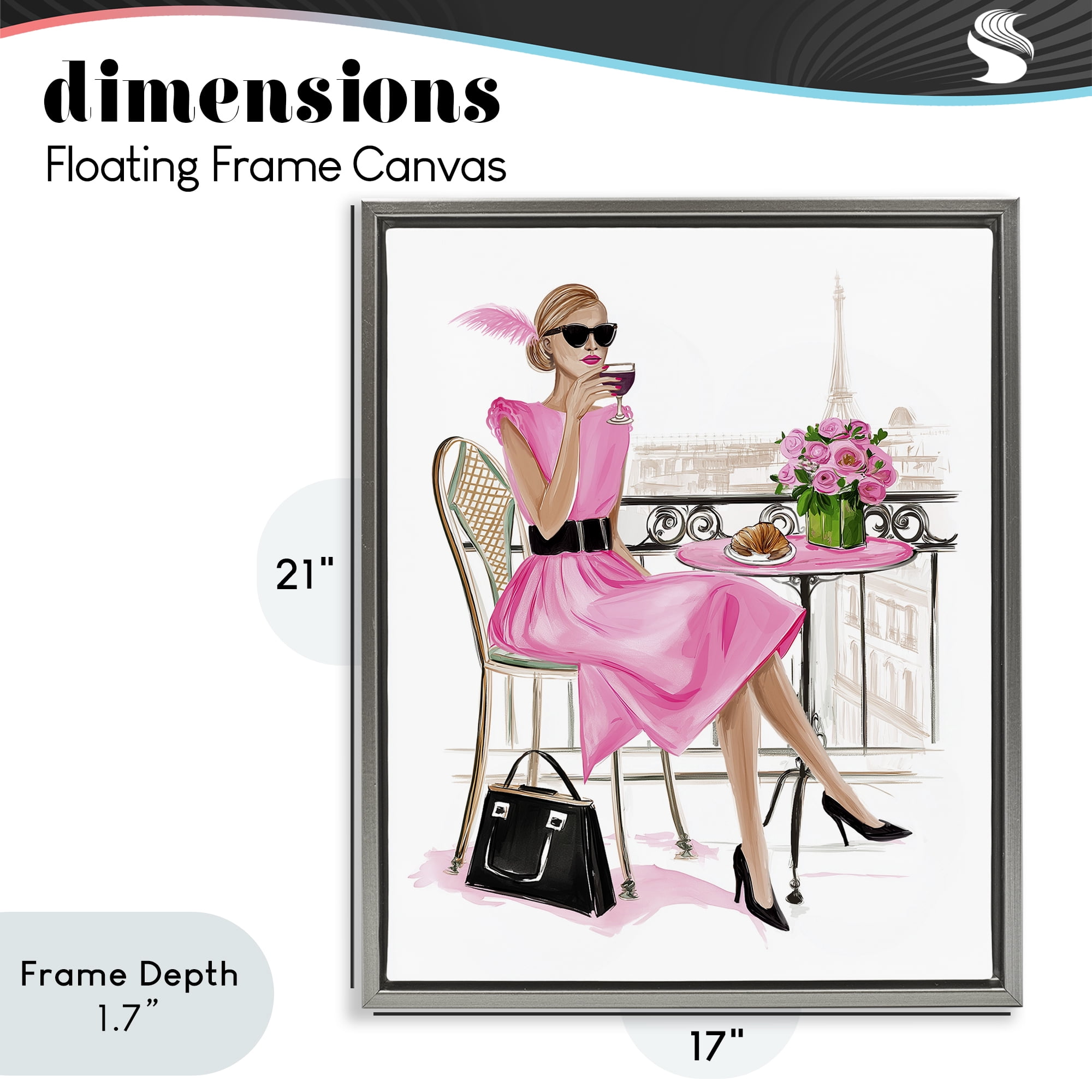 Stupell Industries Parisian Chic on Cafe Balcony Gray Framed Floater Canvas Wall Art, design by Jess Stempel